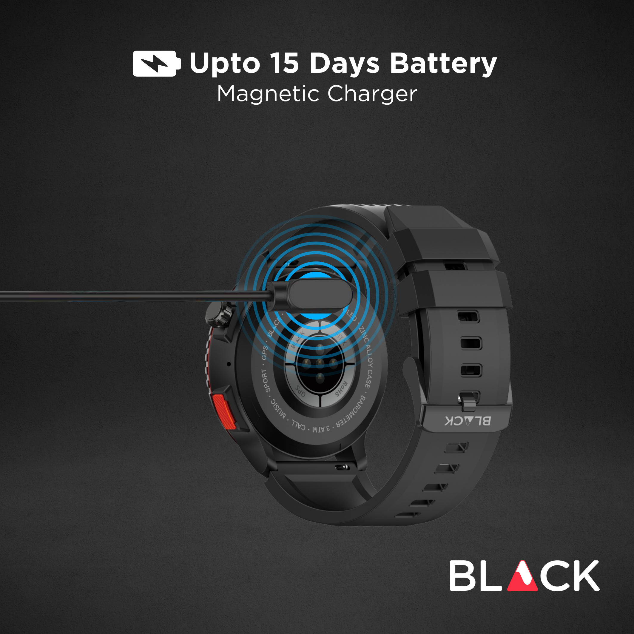 BLACK Fit X GPS Waterproof Health Monitor Smartwatch, Upto 15 Day battery, AMOLED Always ON screen, 1Yr Warranty BLACK Fit X GPS Waterproof Health Monitor Smartwatch, Upto 15 Day battery, AMOLED Always ON screen, 1Yr Warranty